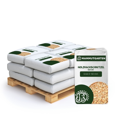 Mammutgarten Holzhackschnitzel natur aus Kiefernholz als Fallschutz für Spielplätze und als Abdeckmaterial für 10 m² (10 Sack = 800 Liter)