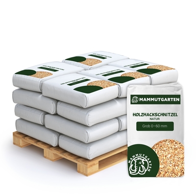 [HHSNS20] Mammutgarten Holzhackschnitzel natur aus Kiefernholz als Fallschutz für Spielplätze und als Abdeckmaterial für 20 m² (20 Sack = 1600 Liter)